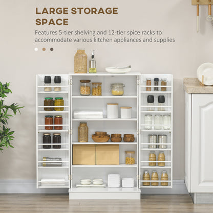 Kitchen Pantry Cabinet 5-Tier Shelves and 12 Spice Racks