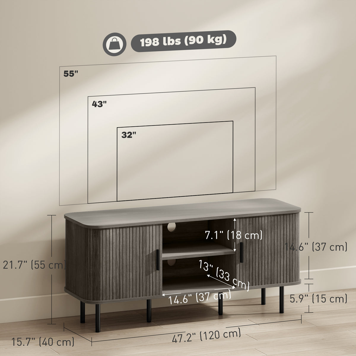 TV Stand with Storage for TVs up to 55 Inches