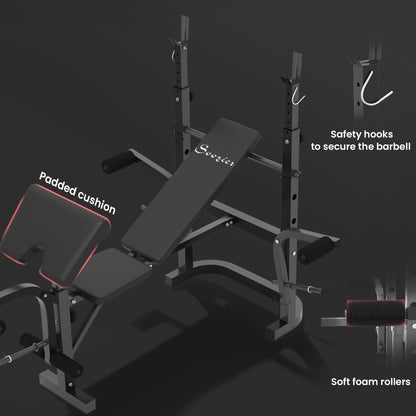 Adjustable all-in-one weight bench with rack