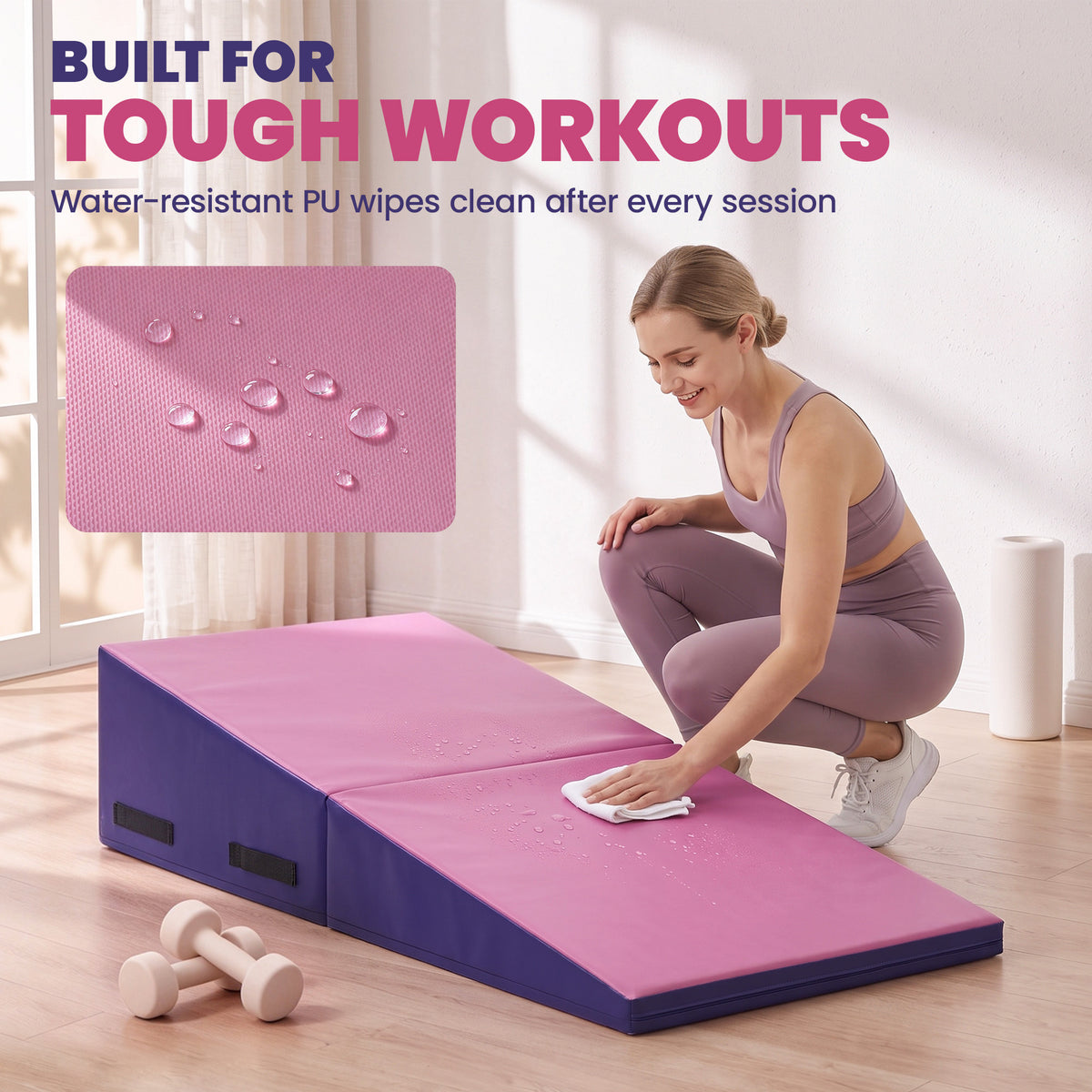 Colchoneta de gimnasia inclinada plegable de cuero