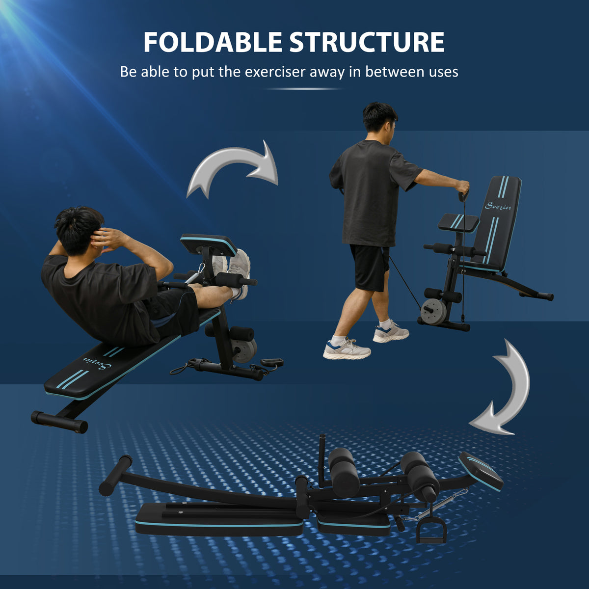 Banco de entrenamiento plegable y ajustable para musculación en casa
