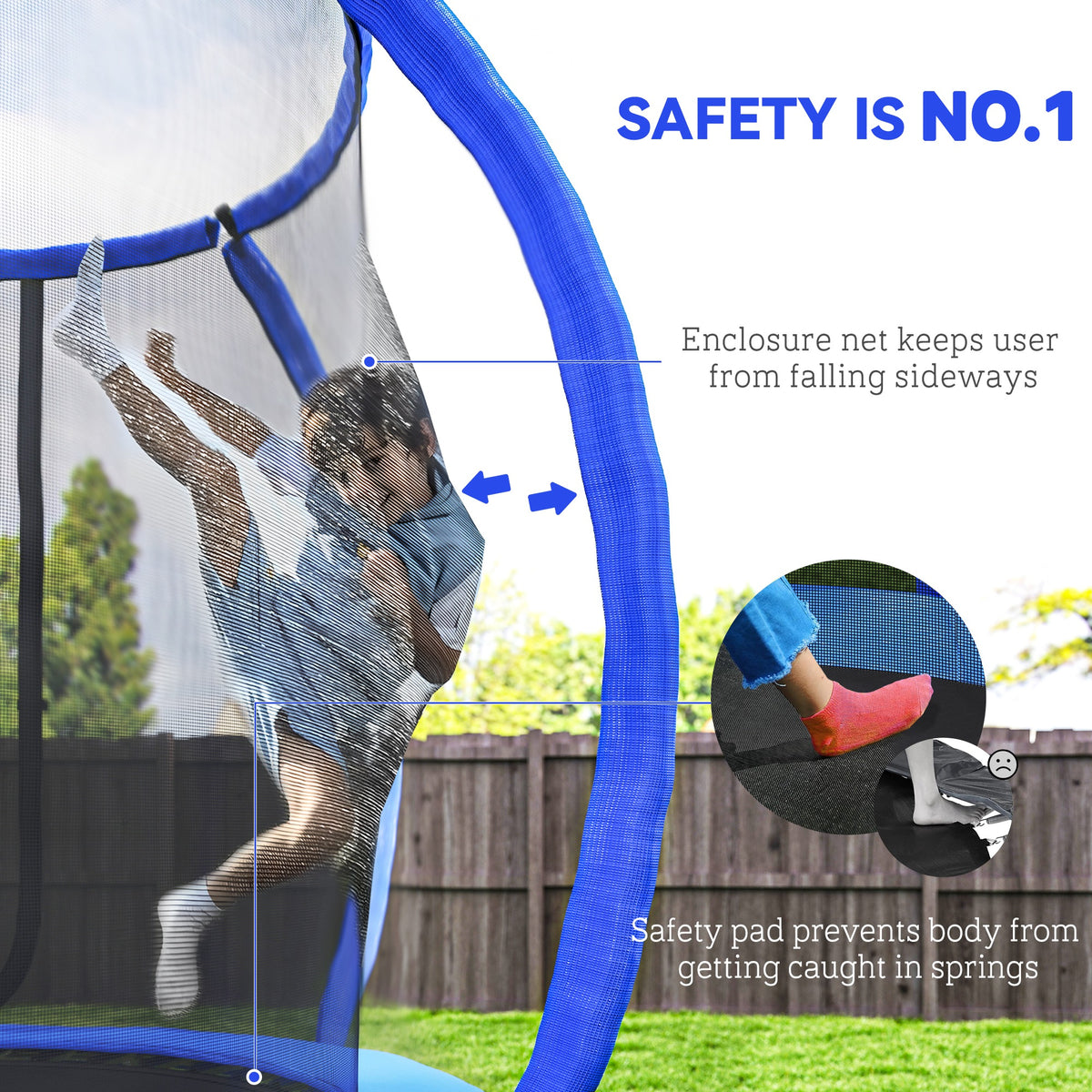 Outdoor Certified Trampoline with Enclosure Net
