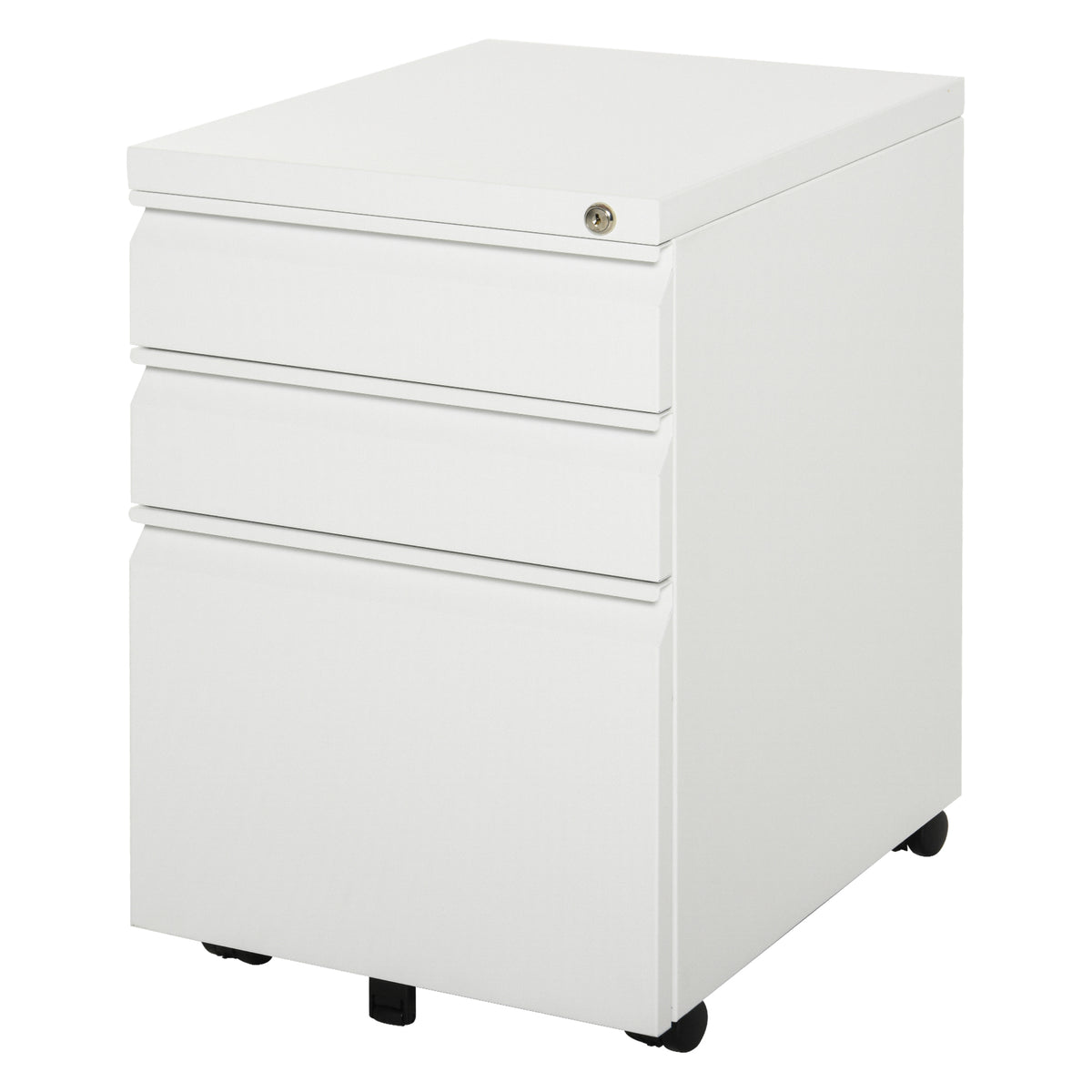 Mobile filing cabinet 3 drawer lockable steel