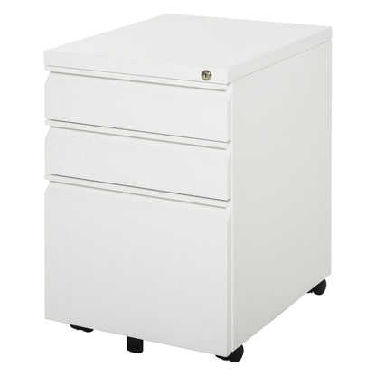 Mobile filing cabinet 3 drawer lockable steel
