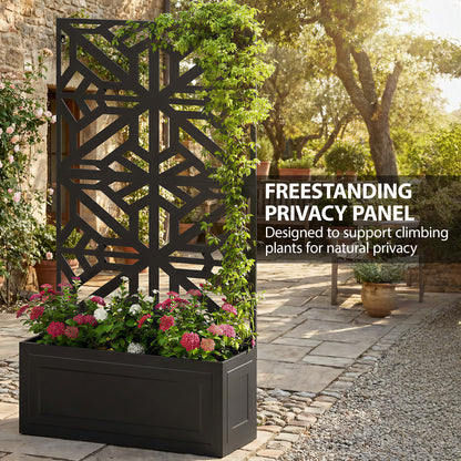 Jardinera elevada con celosía y panel de privacidad