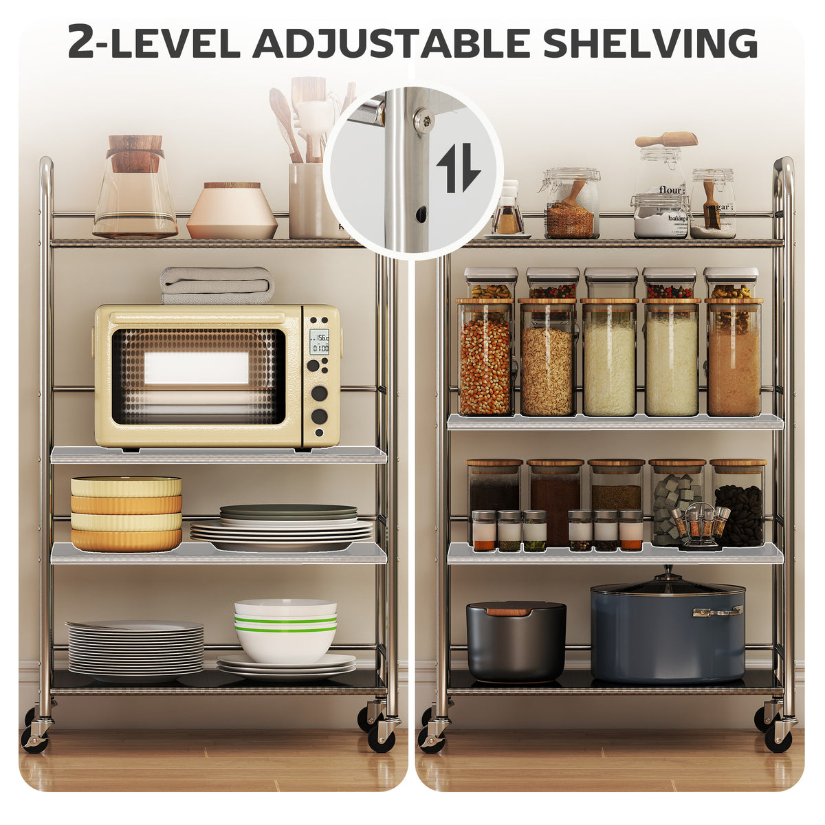 4-Tier Stainless Steel Rolling Utility Cart