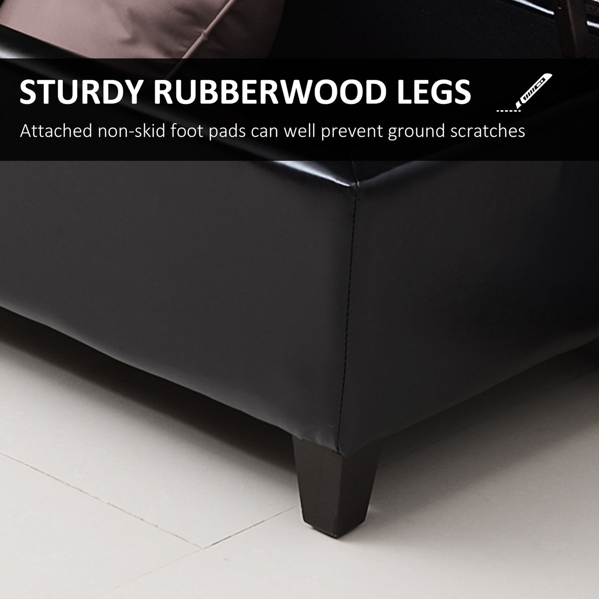 PU leather storage ottoman bench