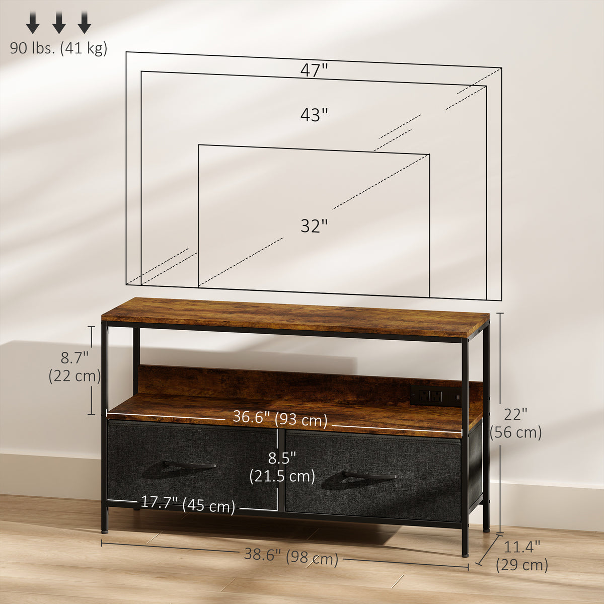 TV Stand with Charging Station