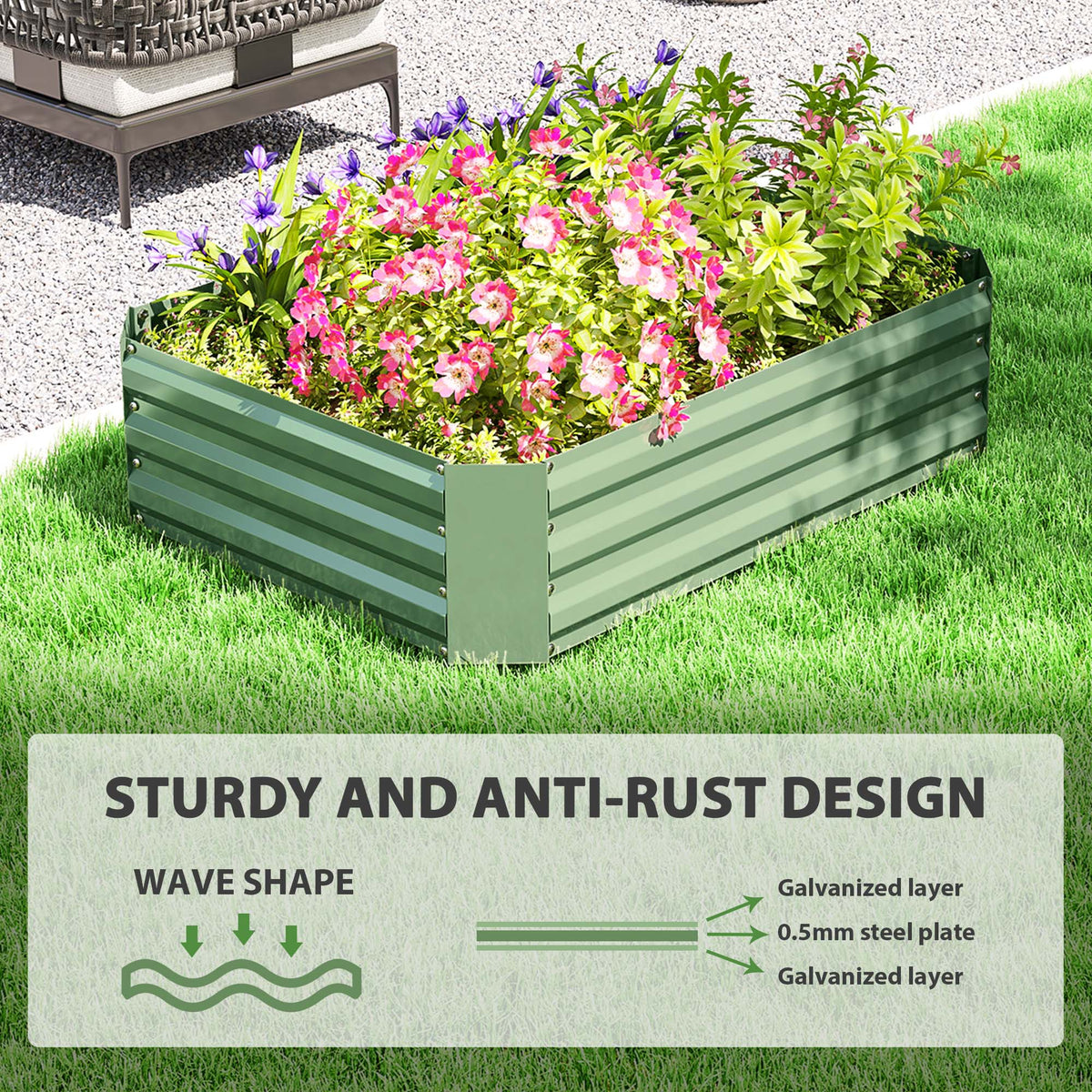Galvanized Raised Garden Bed 120 x 90 cm