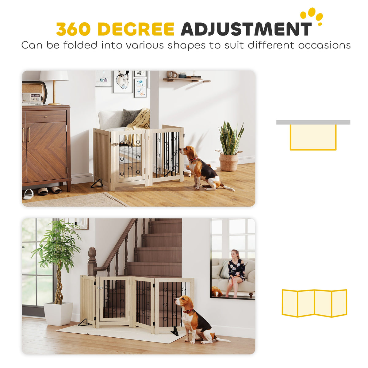 Freestanding Folding 3-Panel Pet Gate