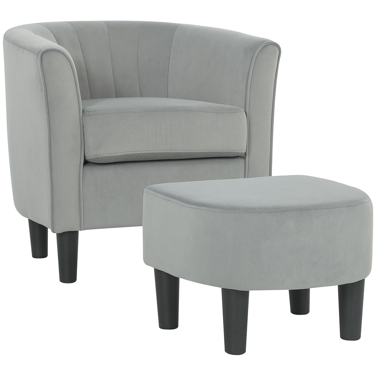 Modern Accent Chair with Ottoman and Pocket Spring Cushion