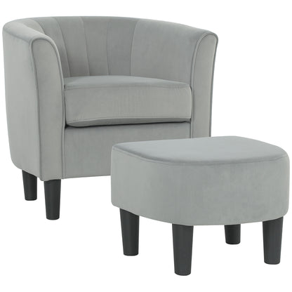 Modern Accent Chair with Ottoman and Pocket Spring Cushion