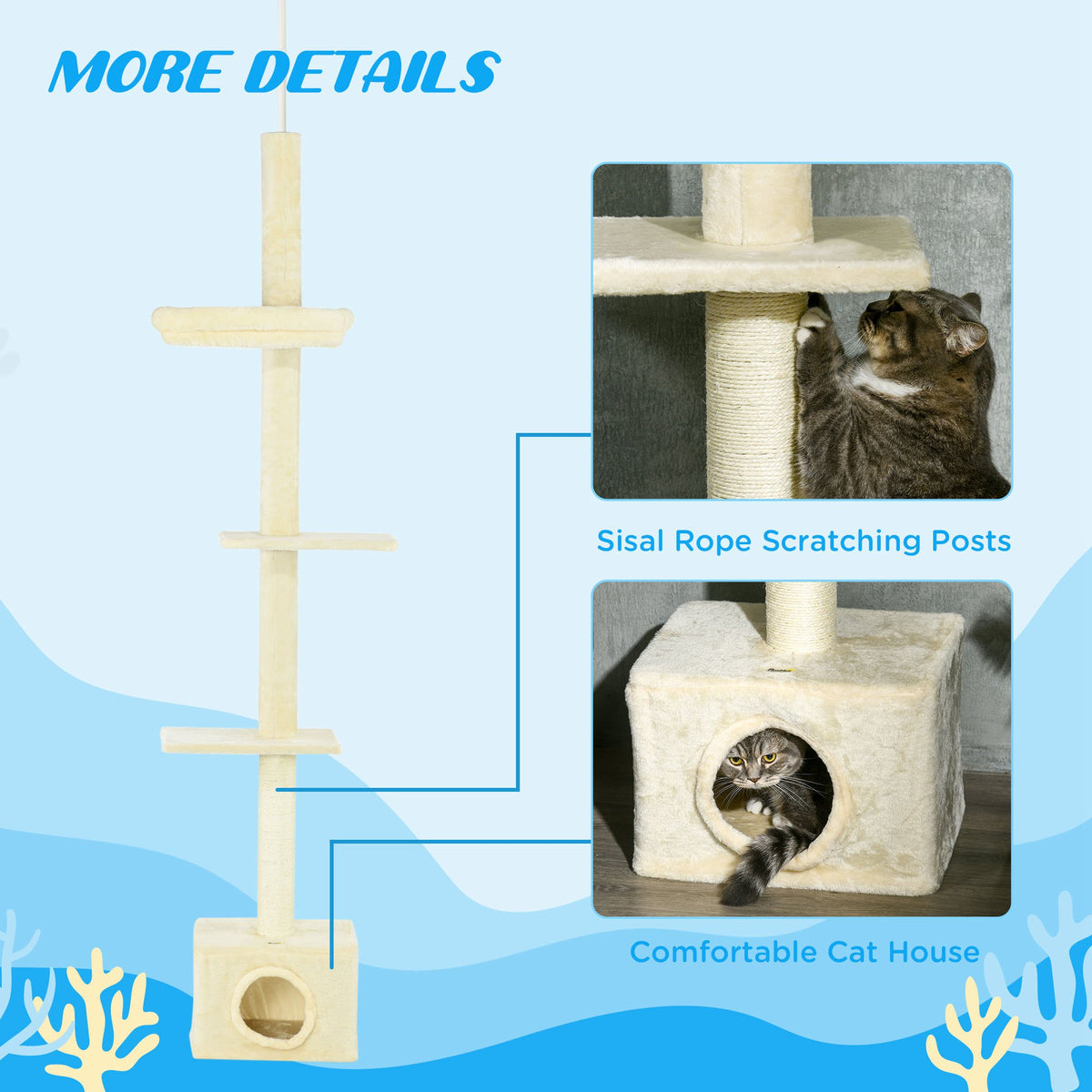 Floor to ceiling cat tree with scratching post