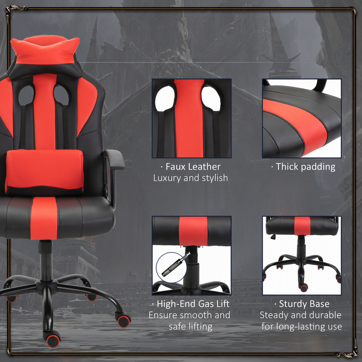 High Back Office Chair Racing Style — Black