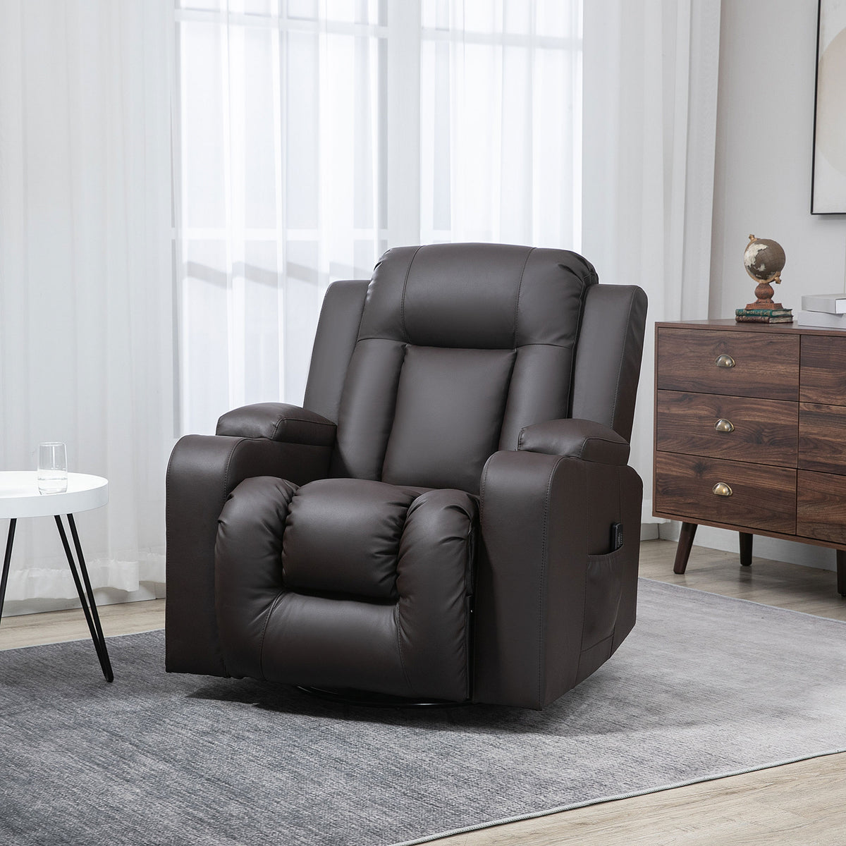 Swivel Massage Reclining Chair Faux Leather