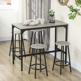 5-Piece Industrial Counter Height Bar Table Set