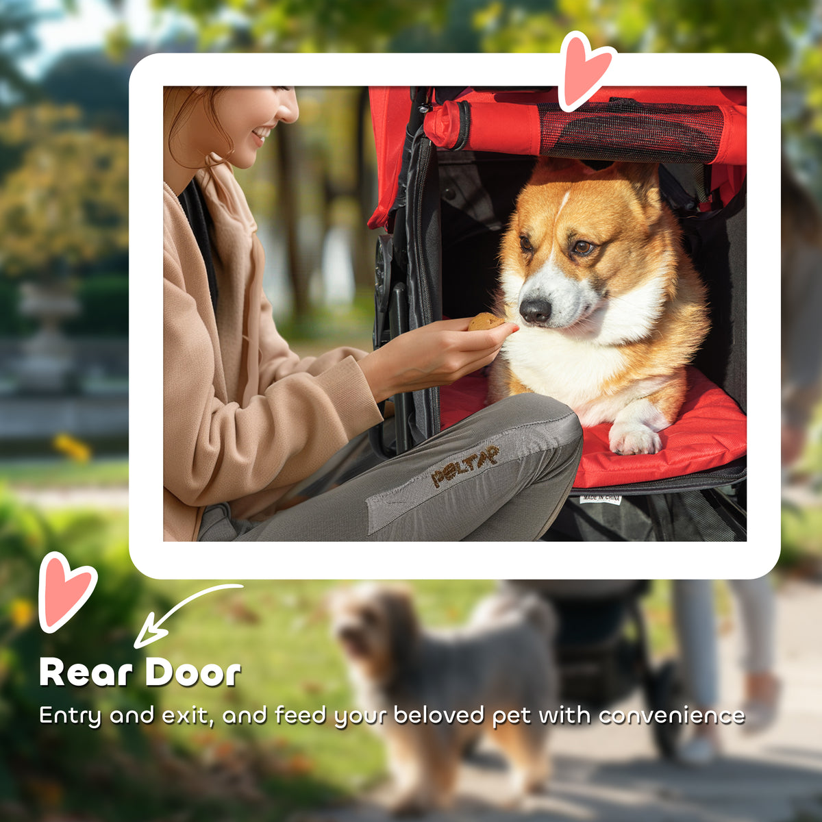 Cochecito plegable de 3 ruedas para perros con toldo ajustable