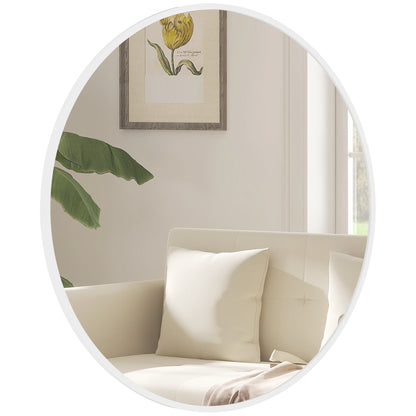 Espejo de pared redondo de 91 cm con marco metálico decorativo