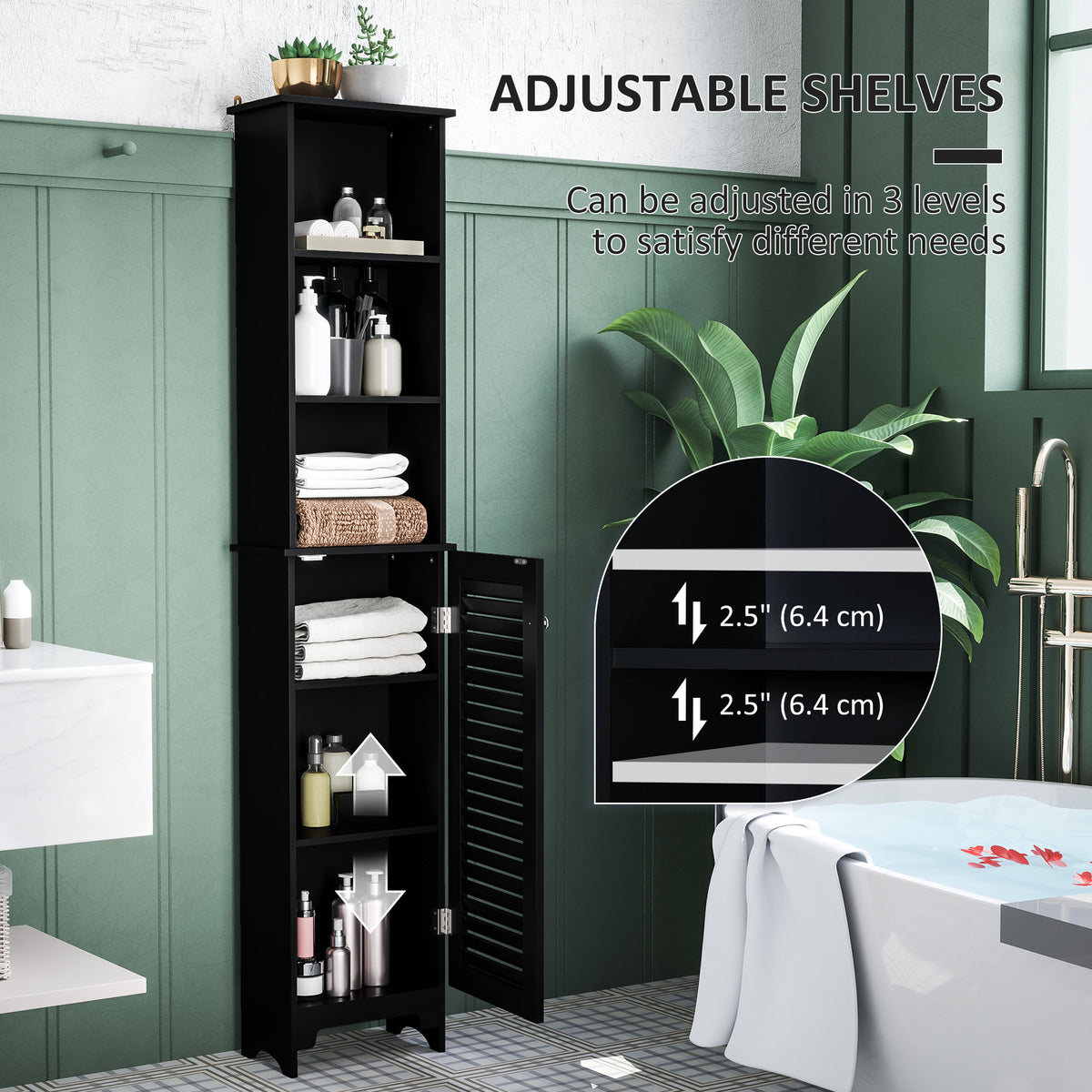 Mueble columna de almacenamiento estrecho para baño