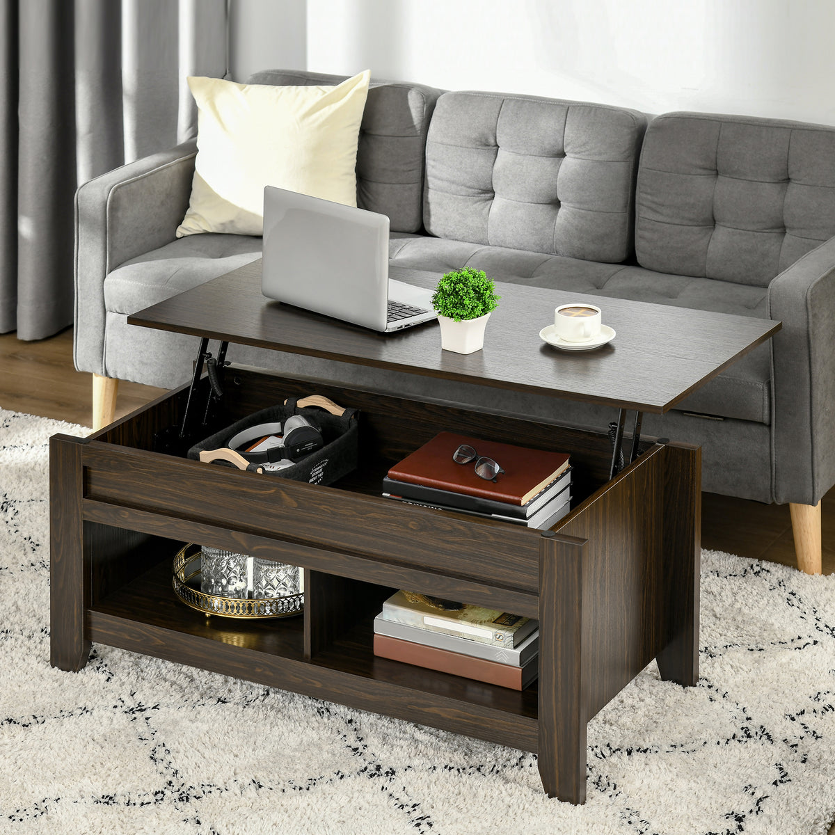 Coffee table with lift top and hidden storage