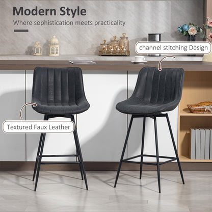 Set of 2 Counter Height Barstools PU Leather