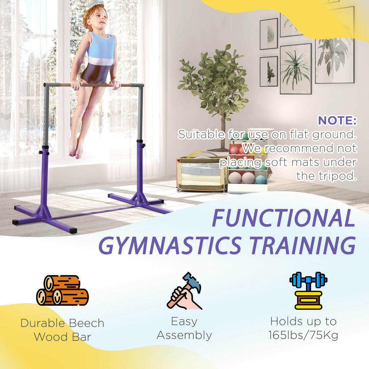 Adjustable Gymnastics Bar for Kids