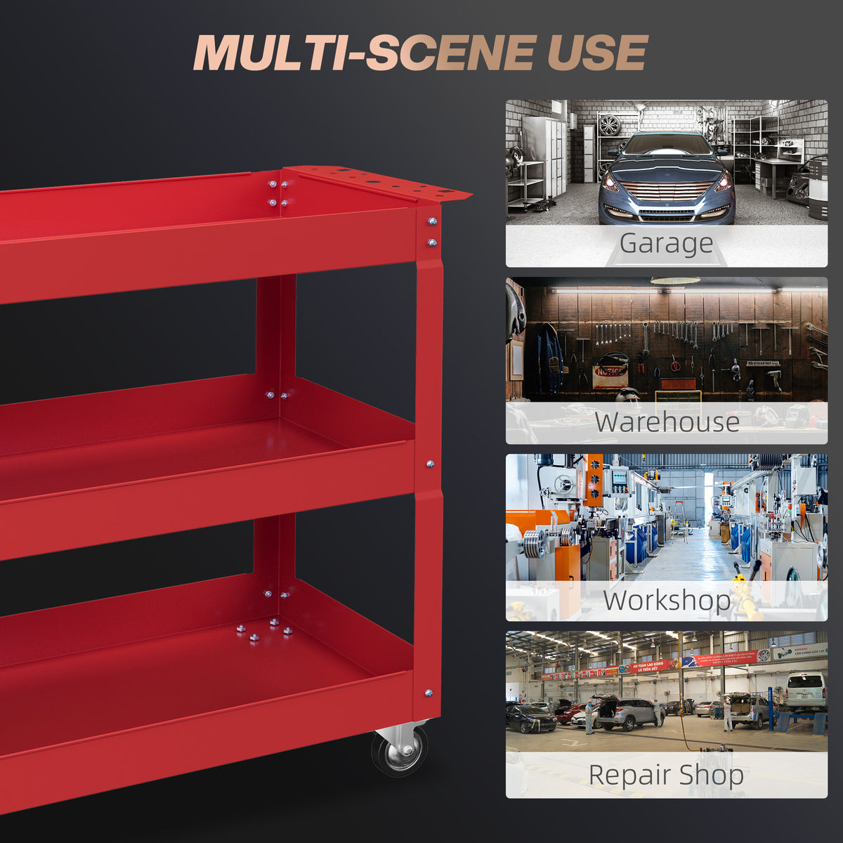 3-Tier Rolling Heavy Duty Utility Tool Cart
