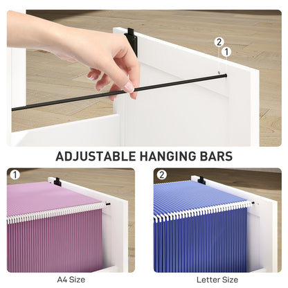 Archivador de 3 cajones con cerradura y barras ajustables