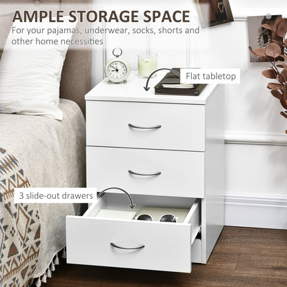 Bedside Table 3 Drawers Modern Design Anti-Tipping
