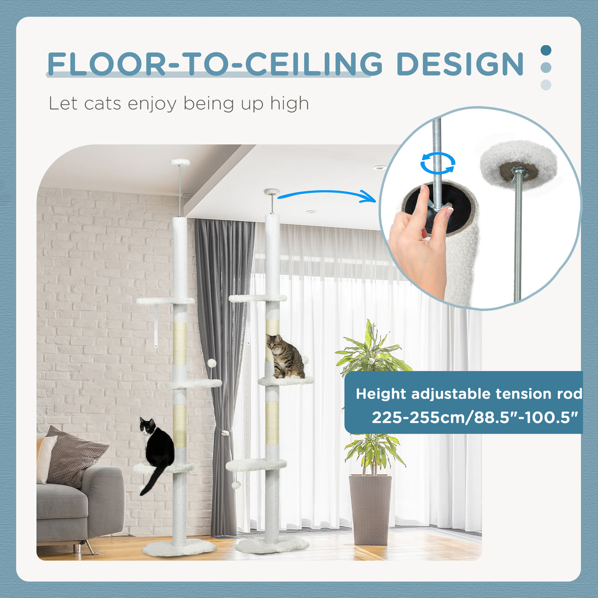 Floor to Ceiling Adjustable Cat Tree
