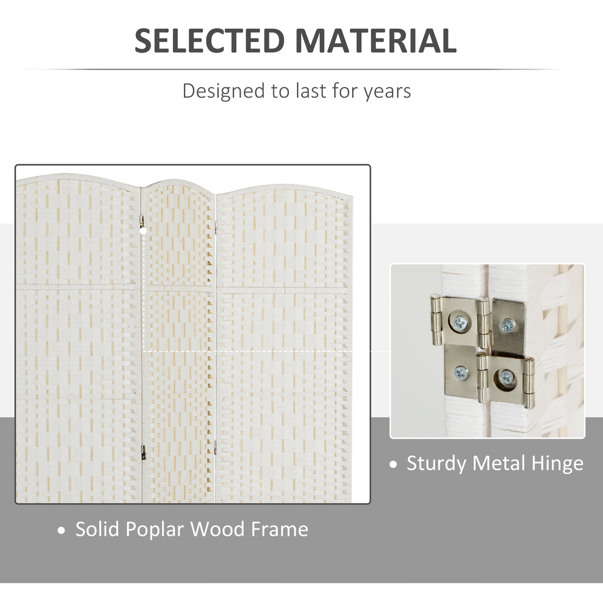 180 cm Folding Room Divider 3-Panel Wooden