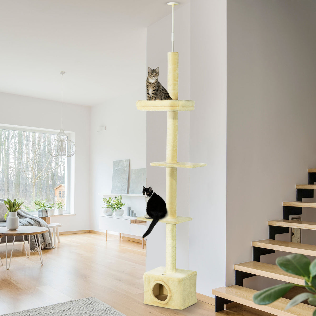 Floor to ceiling cat tree with scratching post