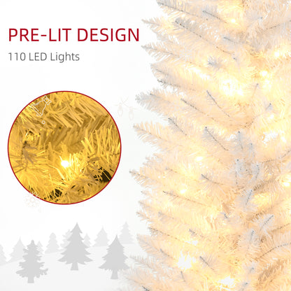 Pre-lit artificial slim pencil Christmas tree