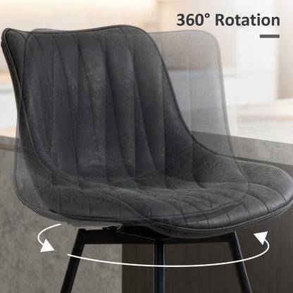 Set of 2 Counter Height Barstools PU Leather
