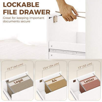 Escritorio para ordenador con estantería y cajón para archivador