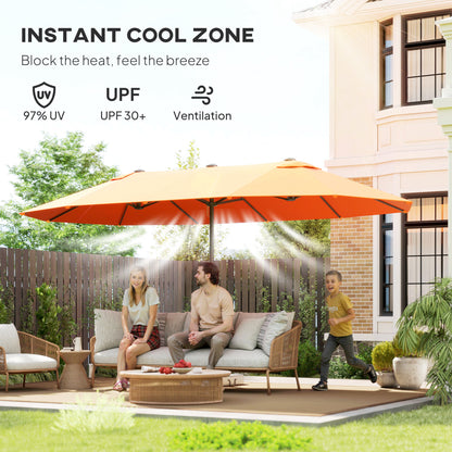 Double Canopy Patio Umbrella with Crank — 457 cm