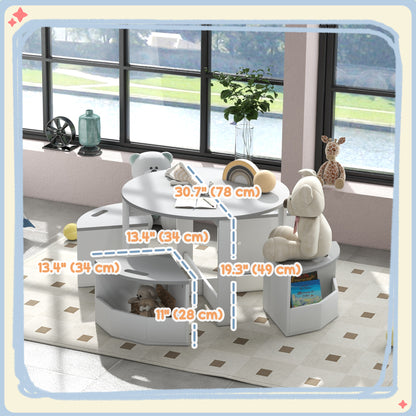 Kids Table and Chair Set with Storage — Set of 5