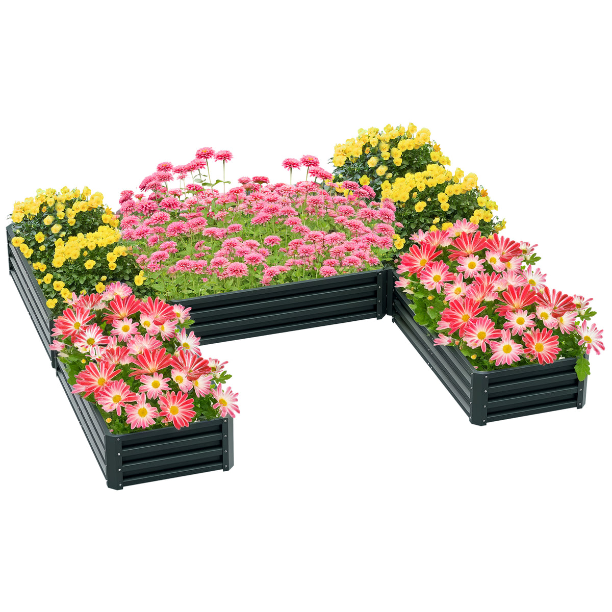 Raised Steel Garden Beds Set of 5 Large Planters