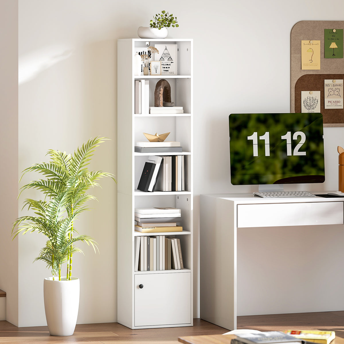 Biblioteca de 7 niveles con armario