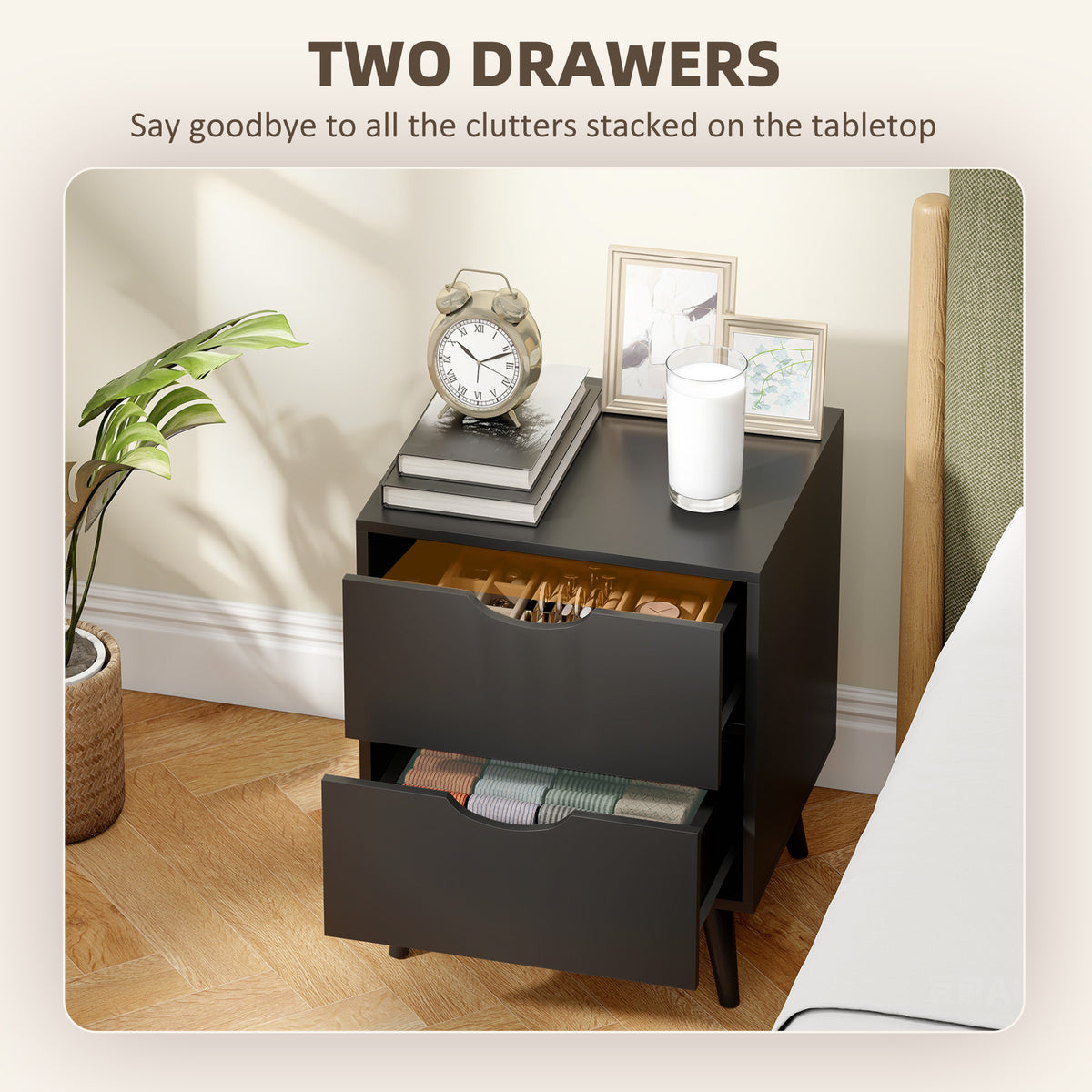Modern bedside tables set of 2 drawers