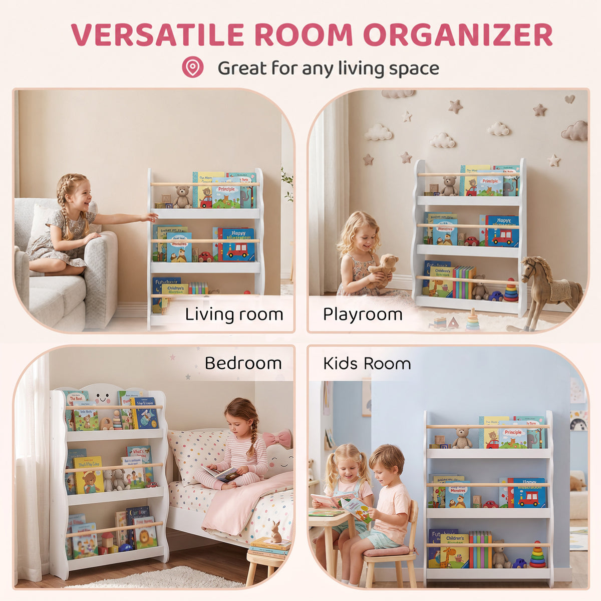 Biblioteca de pared para niños con 3 estantes