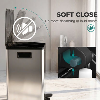 Double Step Trash Can with Soft-Close Lid 40 L