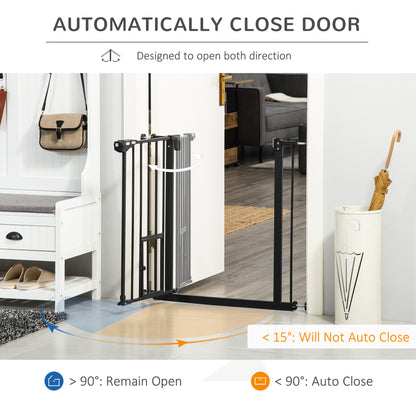 Retractable pet gate with cat door