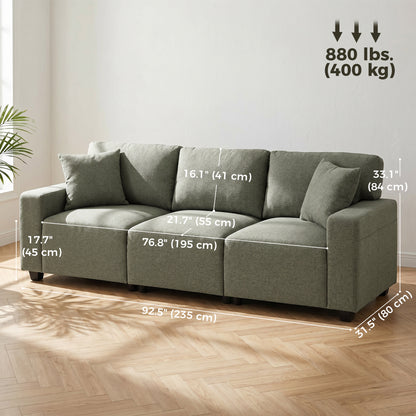 3-Seater Sofa with Side Pockets and Pocket Springs