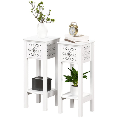 Nightstands with drawer and open shelf set of 2
