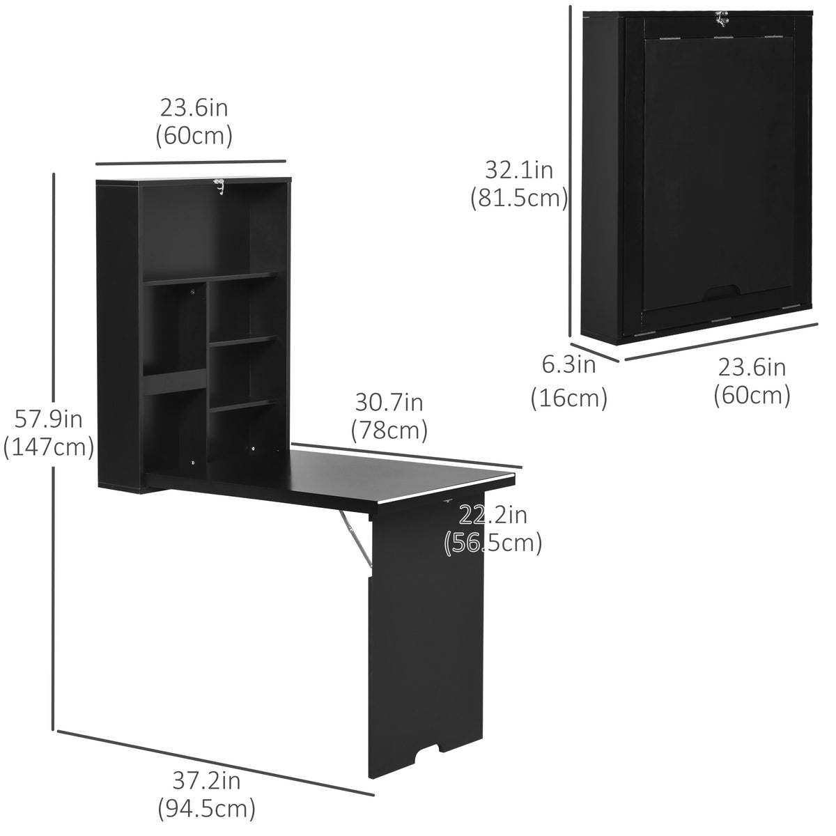 Wall mounted fold out convertible desk
