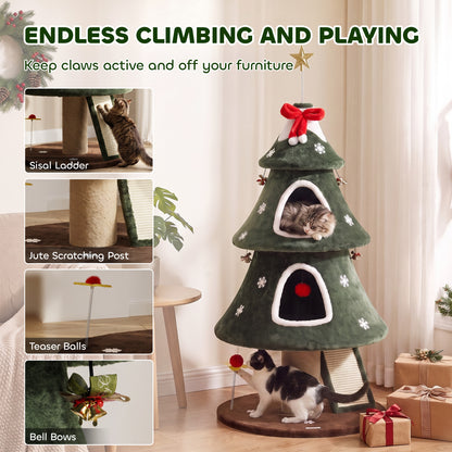Árbol de Navidad para gatos con múltiples niveles y postes