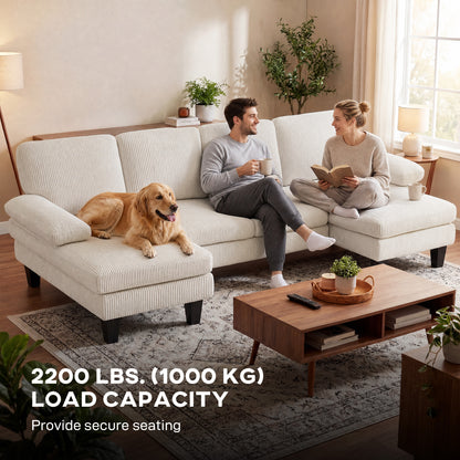 Sofá seccional en U con doble sillón de terciopelo de pana