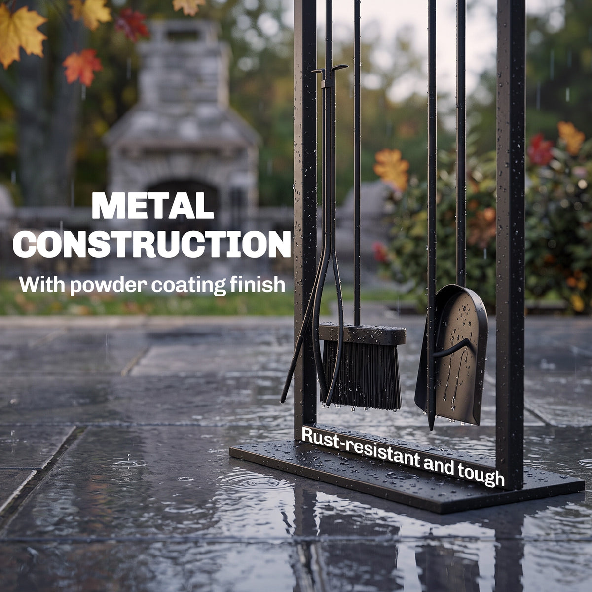 Metal Fireplace Tool Set — Set of 5
