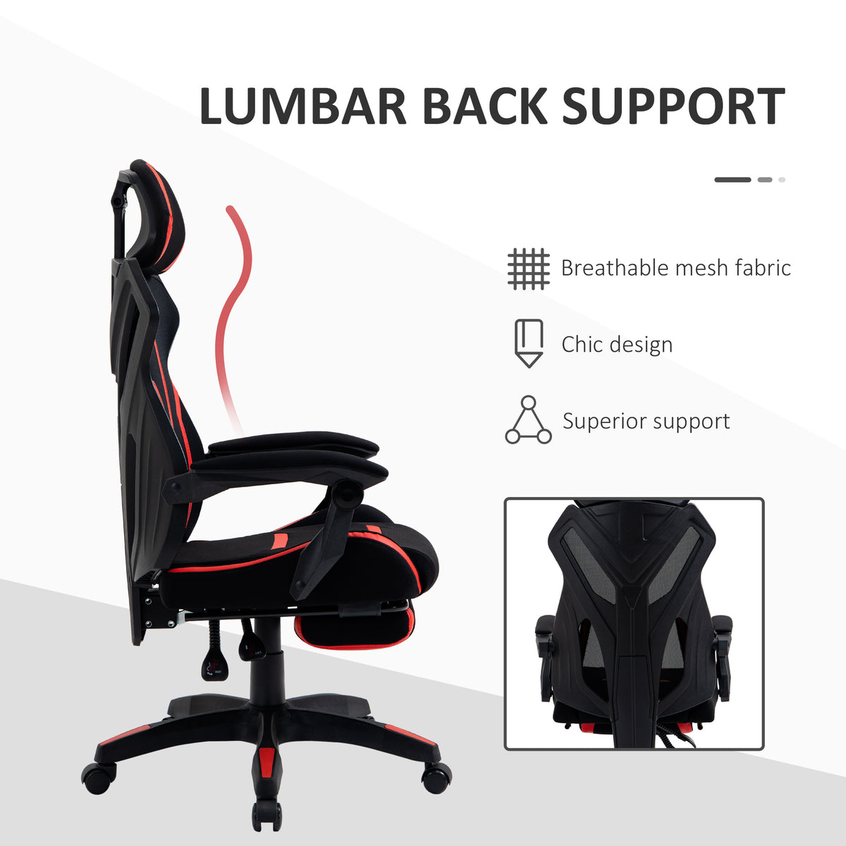 Ergonomic Gaming Chair with Footrest